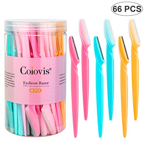 ColoVis 66PCS Eyebrow Razor and Face Razor for Women and Men, Eyebrow Hair Trimmer and Shaver with Protective Cover,Safe and Newbie Frie