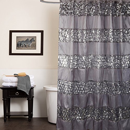 Sweet Home Collection Popular Bath Collection Bathroom Shower Curtain, 0, Sinatra Silver
