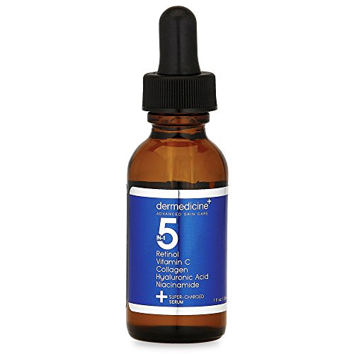 Dermedicine 5 in 1 Potent Face Serum with Retinol, Vitamin C, Collagen, Hyaluronic Acid, Niacinamide | May Help Improve Appearance of Fine L