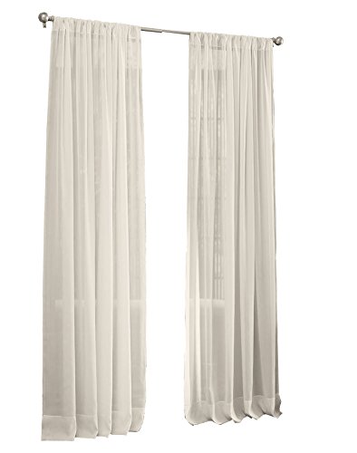 LA Linen Sheer Voile Drape Panel (Pack of 1), 108 by 118", Ivory