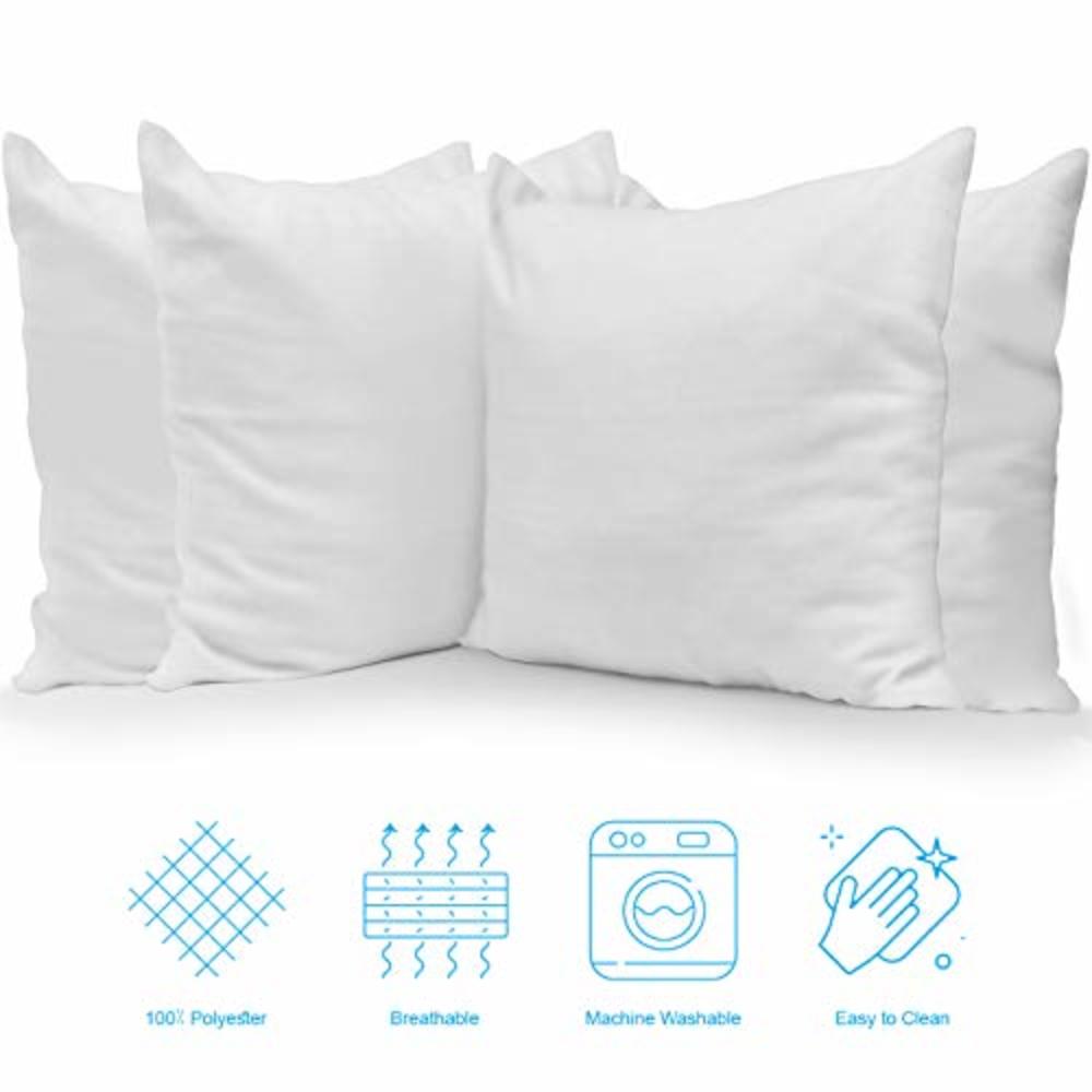 Hannah Linen Throw Pillows - 18 x 18 Pillow Insert Set of 4 - Throw Pillows for Couch & Bed - Soft & Comfortable Square Pillows 