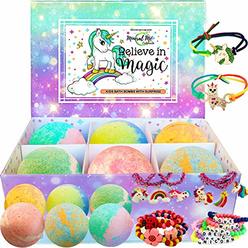 Mineral Me Californi Unicorn Bath Bombs for Girls with Jewelry Inside Plus Jewelry Box for Kids. - All Natural and Organic with Skin moisturizing She