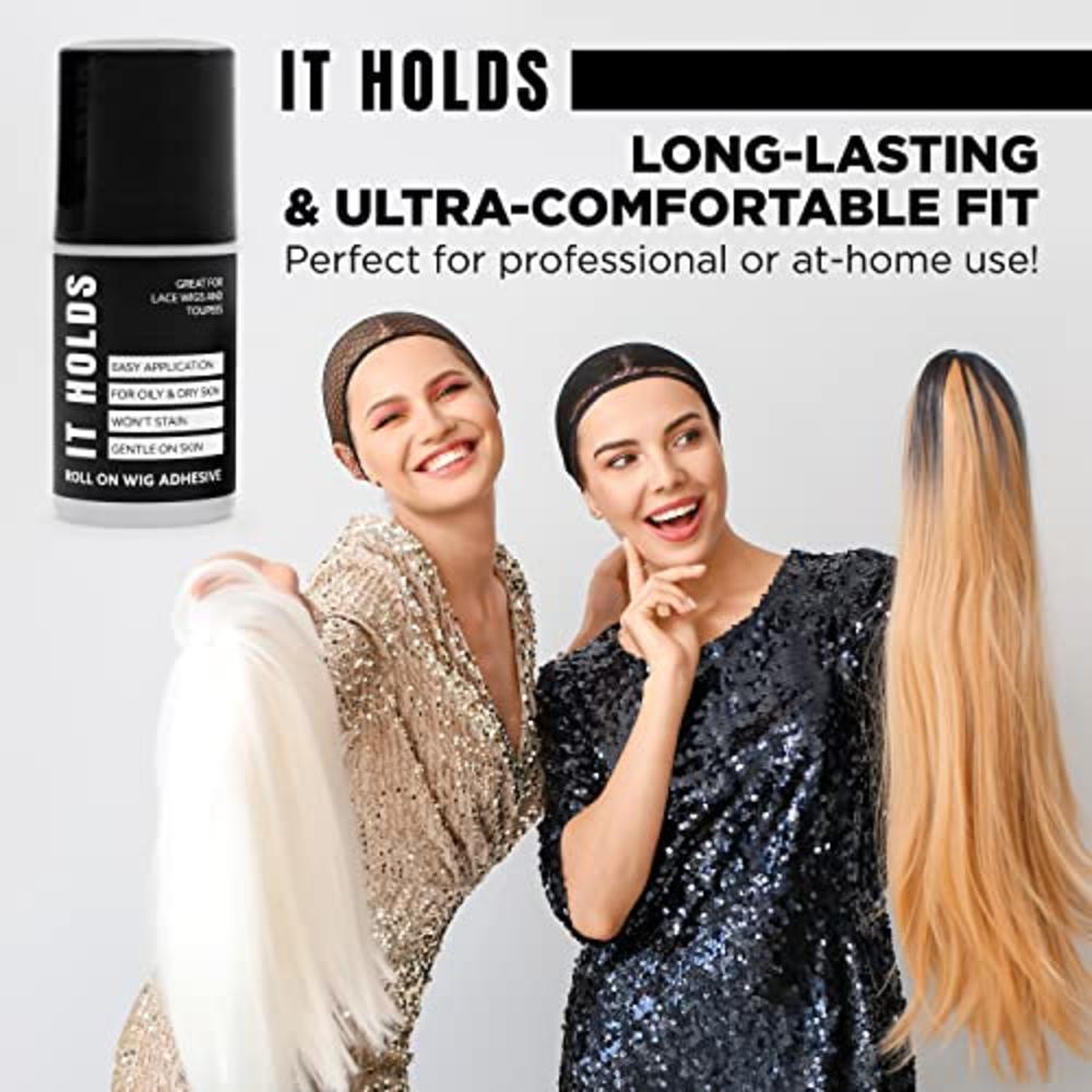 JOMI COMPRESSION IT Holds Roll-On Wig Glue for Front Lace Wigs, Poly and Lace Hairpiece and Toupee Systems- Sweat-Resistant Hair Replacement Glue