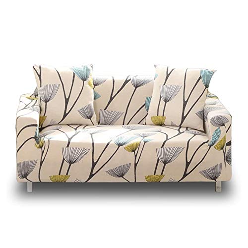 Lamberia Printed Sofa Cover Stretch Couch Cover Sofa Slipcovers for Couches and Loveseats with Two Free Pillow Case (Beige, Love