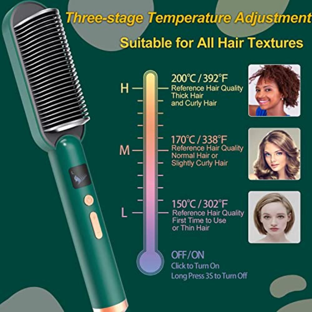 Benherofun Hair Straightener Brush - Ring Hair Straightening Brush with LED  Screen, Hair Straightening Comb Professional Electric
