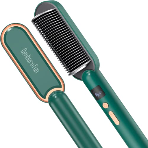 Benherofun Hair Straightener Brush - Ring Hair Straightening Brush with LED  Screen, Hair Straightening Comb Professional Electric Hair Tool