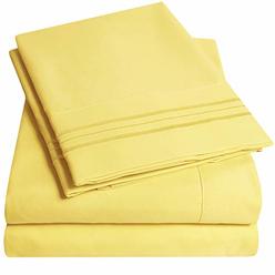 Sweet Home Collectio 1500 Supreme Collection Extra Soft Split King Sheets Set, Yellow - Luxury Bed Sheets Set with Deep Pocket Wrinkle Free Bedding, 