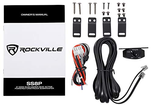 Rockville SS8P 400w 8" Slim Under-Seat Active Powered Car/Truck Subwoofer Sub