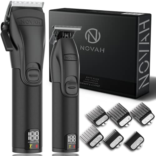 NOVAH Grooming Professional Hair Clippers and Trimmer Kit for Men -  Cordless Barber Clipper Hair Cutting Kit,