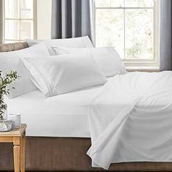 Clara Clark RV/Short Queen 6-Piece Bed Set for Campers-Deep Pocket Fitted Sheet Luxury Soft Microfiber, White