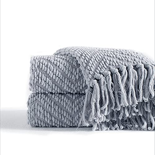 Bedsure Grey Throw Blanket for Couch, Knit Woven Chenille Blanket Versatile  for Twin Bed , 60 x 80 Inch - Super Soft Warm Decora