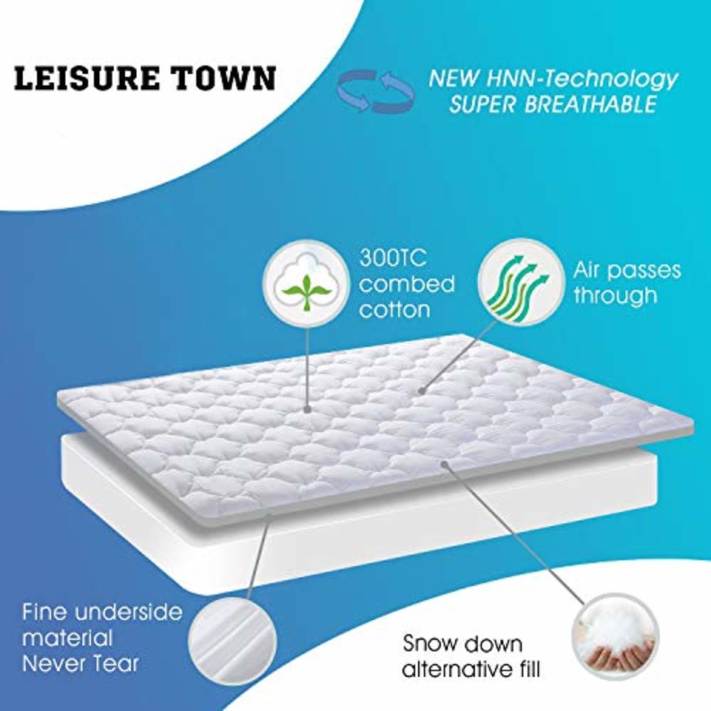 LEISURE TOWN Queen Mattress Pad Cover Cooling Mattress Topper Cotton Top Pillow Top with Snow Down Alternative Fill (8-21 Inch F