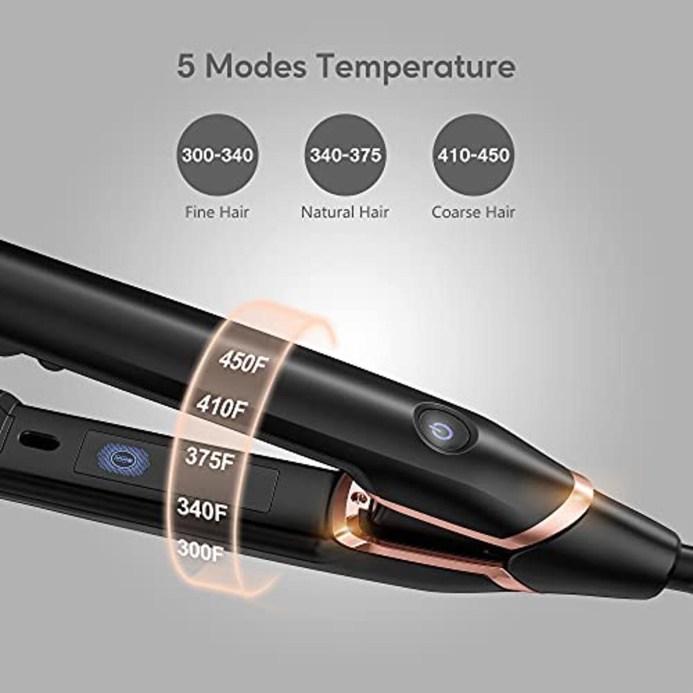 Deogra Titanium Flat Iron for Hair, Hair Straightener and Curler 2 in 1,  Professional Hair Iron