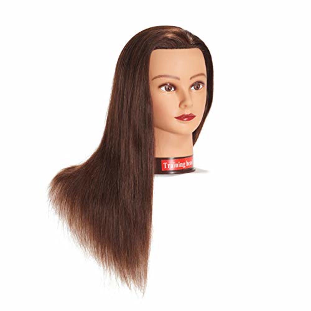 training head Traininghead 20-22" Female 100% Human Hair Mannequin Head Hair Styling Training Head Cosmetology Manikin Head Doll Head for Hair