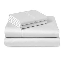 Pizuna 400 Thread Count White Twin XL Sheet Set, 100% Long Staple Cotton Twin XL Sheets, Luxurious Sateen Cotton Bed Sheets Deep