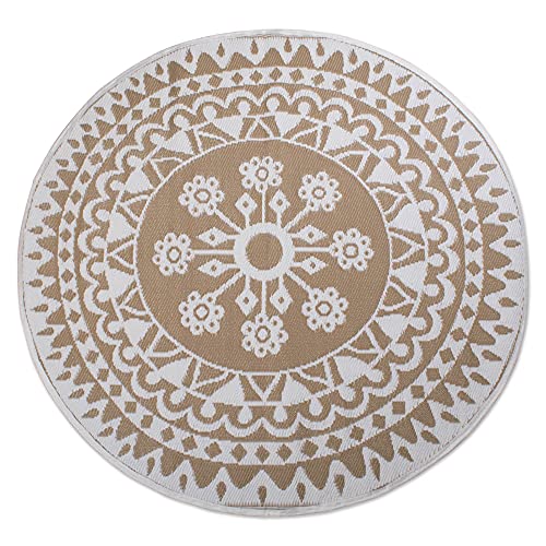 DII Midwest Design Imports Design Imports CAMZ10563 5 ft. Taupe Floral Outdoor Round Rug