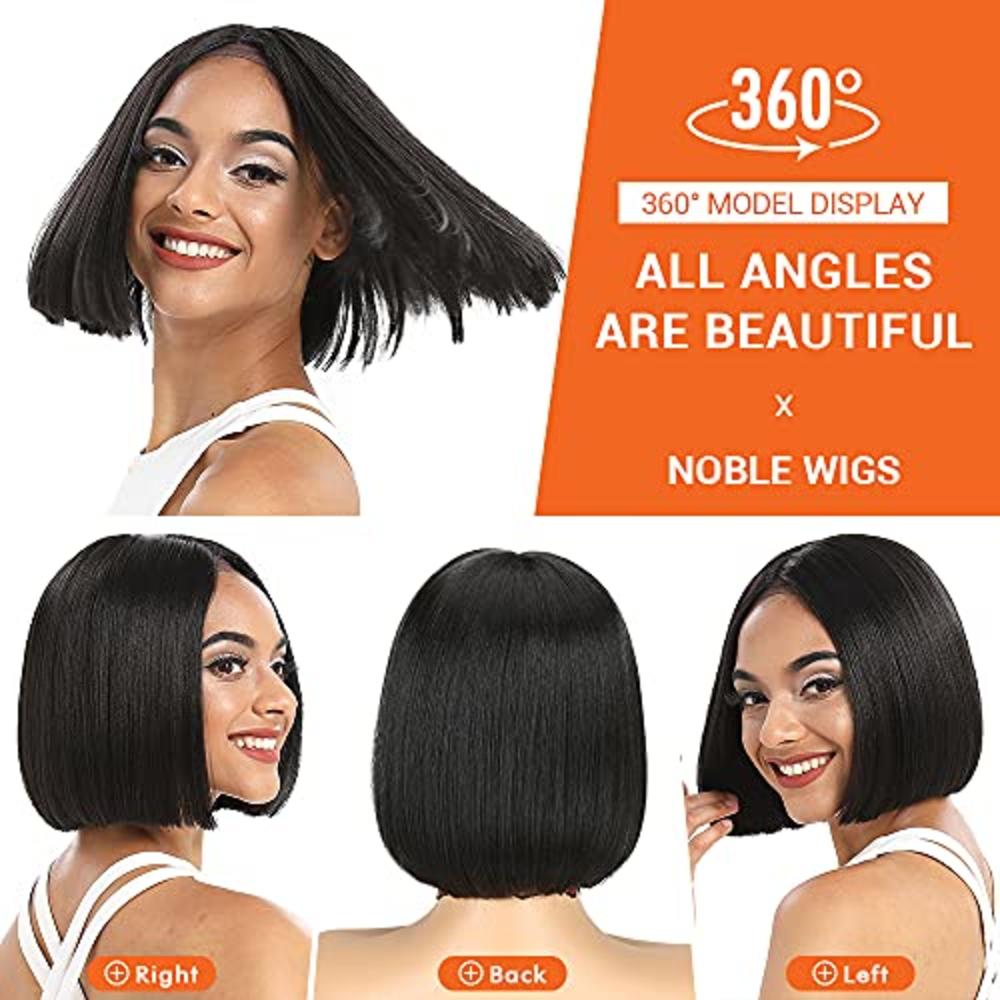 Noble NOBLE Black BOB Wigs for Women T Part HD Lace Front Wigs 10 inches  Short Blunt Cut Bob Wigs Realistic Synthetic Wigs for Party a