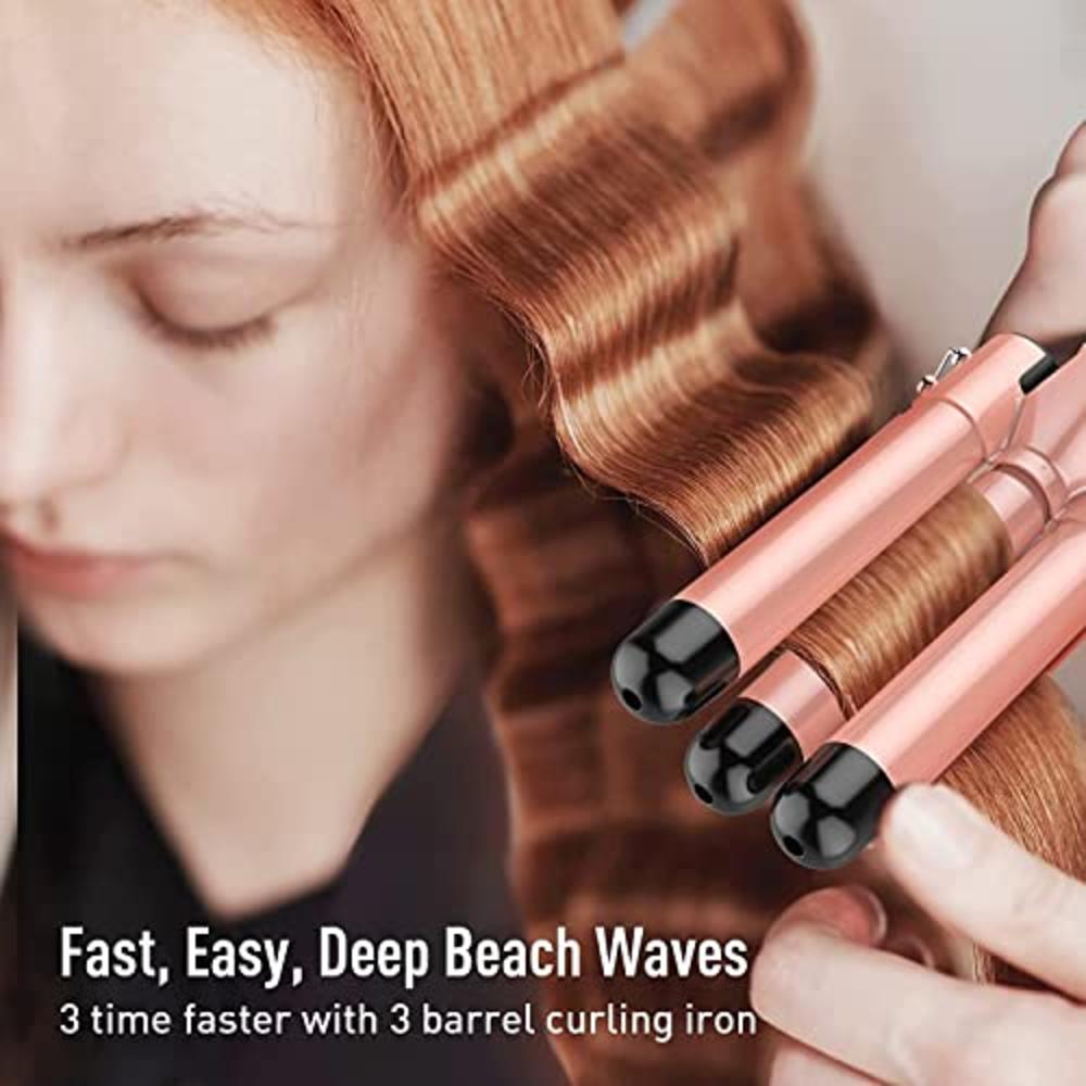 BESTOPE Pro Beach Waver Curling Iron Wand, 5 in 1 Curling Wand Set with 3  Barrel
