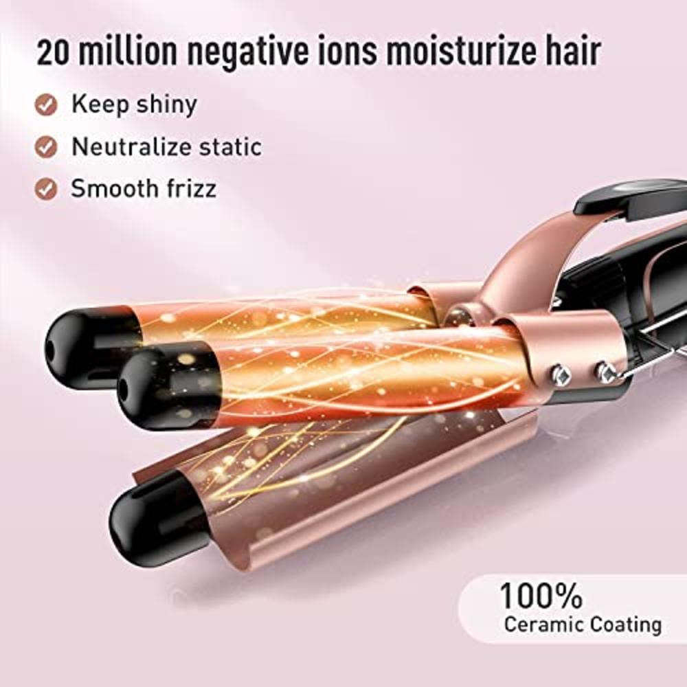 BESTOPE Pro Beach Waver Curling Iron Wand, 5 in 1 Curling Wand Set with 3 Barrel Hair Crimper for Women, Fast Heating Hair Wand Curler in Al