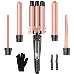 BESTOPE Pro BESTOPE Waver Curling Iron Wand, BESTOPE PRO 5 in 1 Curling Wand Set with 3 Barrel Hair Crimper for Women, Fast Heating Hair Wand Curler