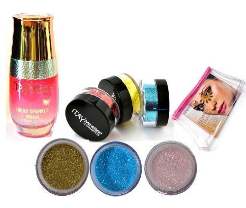 ITAY Mineral Cosmeti Bundle 5 Items: Happy Halloween Kit Itay Mineral Cosmetics Kit (Golda) Liquid Sparkle Bond (Glitter and Mica Stay)+3 Eye Shadows
