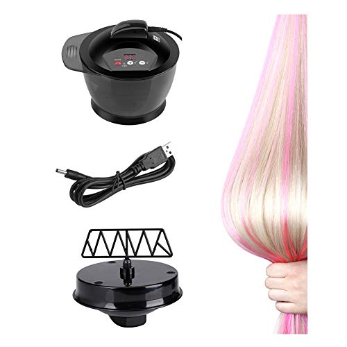 SOULONG Electric Hair Cream Mixer USB Rechargeable LCD Time Display  Electric Automatic Hair Color Mixing Bowl Hair Salon Coloring Bowl D