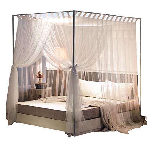 Mengersi Simple 4 Corners Post Curtain Bed Canopy Bed Frame Canopies Bed Net,Bedroom Decoration Accessories(Full,White)