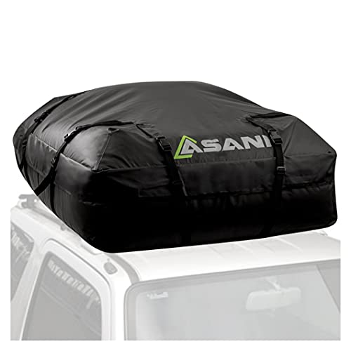 Asani Waterproof Car Roof Top Cargo Carrier Bag with 8 Heavy-Duty Straps and Buckles | Weatherproof Luggage Roofbag for Rooftop Racks 