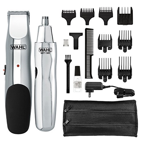 wahl groomsman rechargeable beard trimming kit for mustaches, hair, nose hair, and light detailing and grooming with bonus we