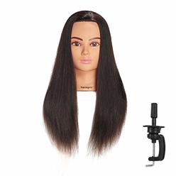 Hairingrid Mannequin Head 24"-26"100% Human Hair Hairdresser Cosmetology Mannequin Manikin Training Head Hair and Free Clamp Hol