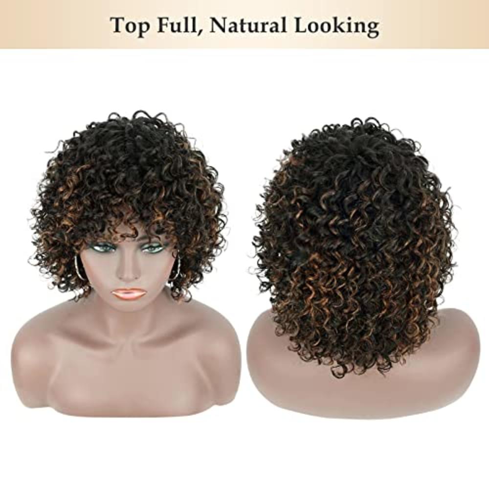 Beauart Brinbea 12 inch 100% Human Hair Wigs for Black Women Short Black  Brown Highlights