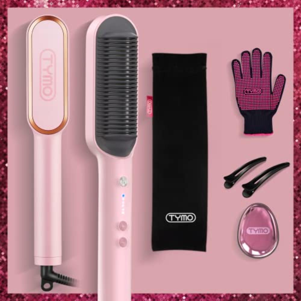 tymo TYMO Ring Pink Hair Straightener Brush – Hair Straightening Iron with  Built-in Comb, 20s Fast Heating & 5 Temp Settings & Anti-S