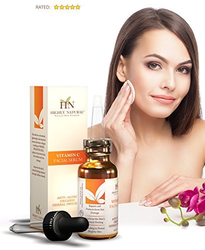 Highly Natural 20% Vitamin C Serum For Your Face Including Vitamin E - Ferulic Hyaluronic and Amino Acid Anti Aging Anti Wrinkle