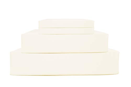Linen Home 100% Cotton Percale Sheets King Size, Ivory, Deep Pocket, 4 Piece - 1 Flat, 1 Deep Pocket Fitted Sheet and 2 Pillowcases, Crisp 