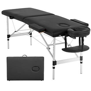 BestMassage Aluminium Massage Table Portable Massage Table 73 Inch 2 Fold Portable Massage Table Height Adjustable Facial Salon Tattoo Bed W