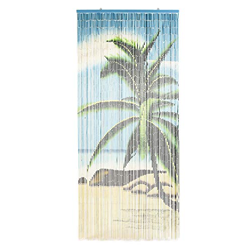 TACHILC Beach Tree Bamboo Beaded Curtains for Doorways, Door Beads Curtains, Hanging Bamboo Curtain