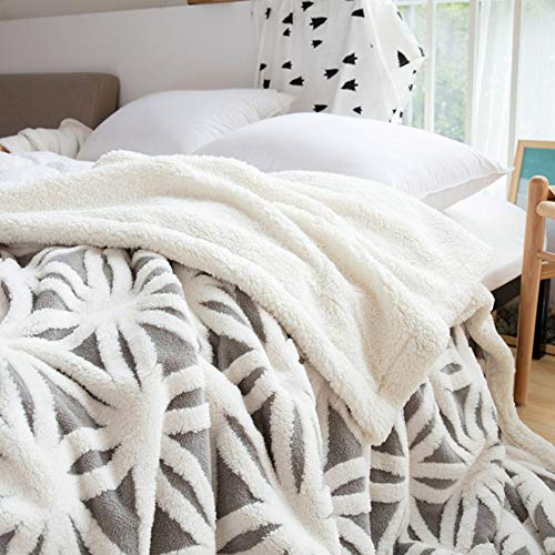 LOMAO Sherpa Fleece Blanket Fuzzy Soft Throw Blanket Dual Sided Blanket for Couch Sofa Bed (Grey, 90x90)