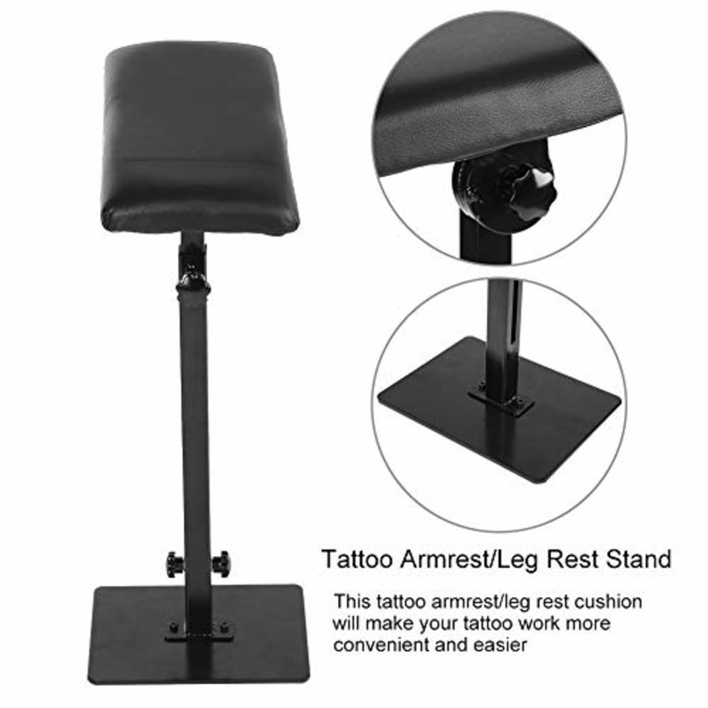 TMISHION Tattoo Armrest Stand, Black Professional Tattoo Armrest,  Adjustable Height Leg Rest Studio Stand, Foldable Foam