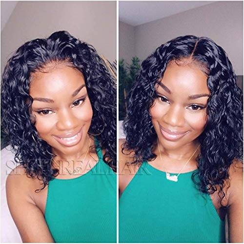 SR SHEENREAL Curly Human Hair Lace Front Wigs Bob Style Brazilian Virgin Human  Hair Wigs Pre Plucked with Baby Hair Glueless Lace Wig for Wom
