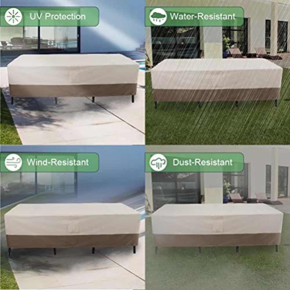 PHI VILLA Patio Furniture Set Covers Waterproof, Outdoor Dining Table and Chair Cover with Pop-up Supporter, Extra Large Rectang