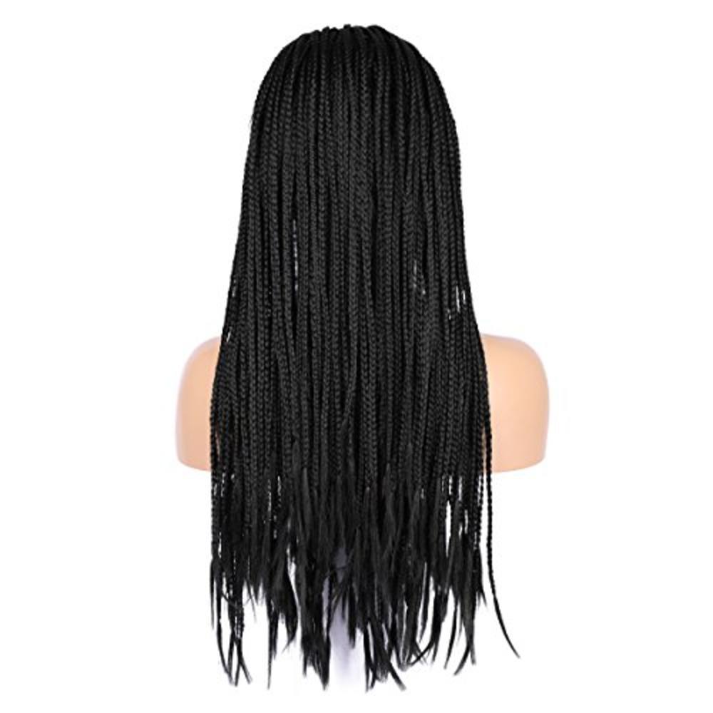 MostaShow Front Human Hair Wigs Full Lace Braid Wigs with 120% Density Pre Plucked Straight Glueless Nature Black Lace Front Wig