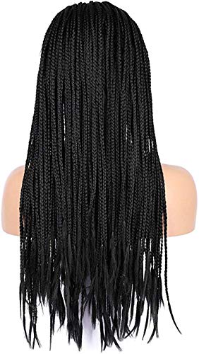 MostaShow Front Human Hair Wigs Full Lace Braid Wigs with 120% Density Pre Plucked Straight Glueless Nature Black Lace Front Wig