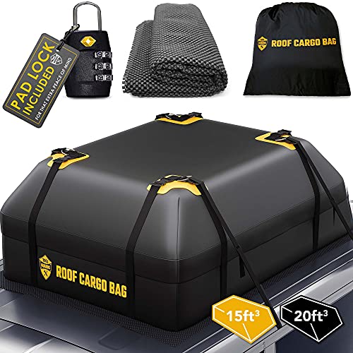 ToolGuards Roof Cargo Bag 15 or 20 Cubic for Cars with or Without Racks - Rooftop Cargo Bag - car Carriers Rooftop - roof top car Cargo Car