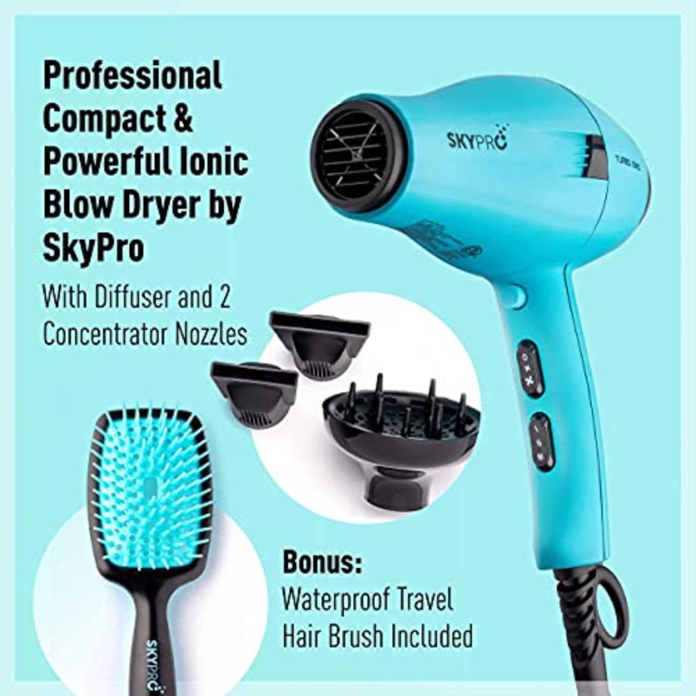 Skypro Professional Hair Dryer with Diffuser | Ionic Hair Dryers for Women  | Small, Quiet, Lightweight,