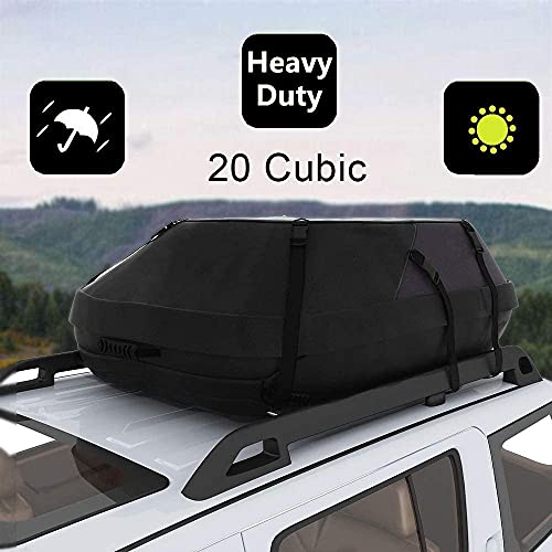 oanon 20 Cubic Car Cargo Roof Bag - Waterproof Duty Car Roof Top Carrier - Easy to Install Soft Rooftop Luggage Carriers with Wide Str