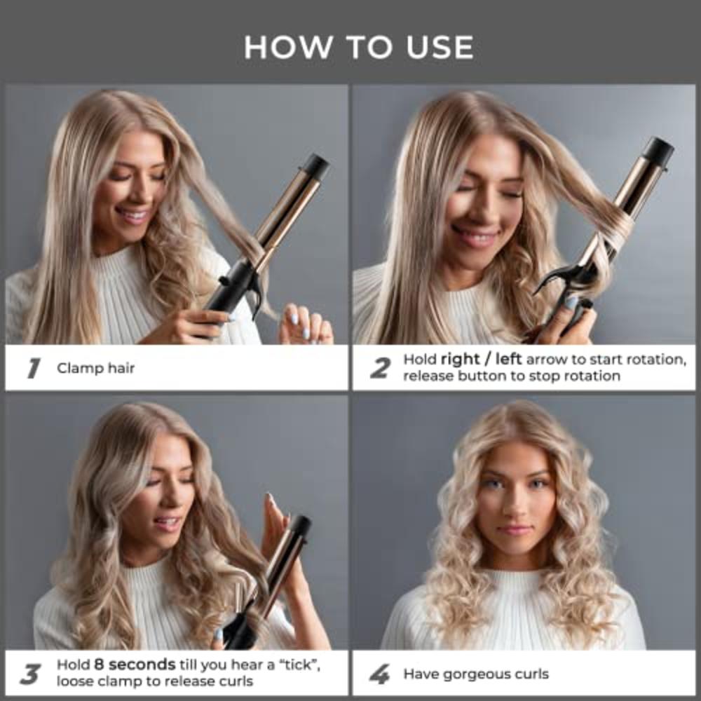 TYMO ROTA Automatic Curling Iron Wand, 1 1/4 Inch Ionic Rotating Hair Curler for Long Hair with Extra Large Nano Titanium Barrel