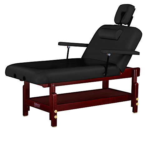 Master Massage 31" Montclair Stationary-Spa Salon Massage Table Pro, Black, Lift Back with Memory Foam