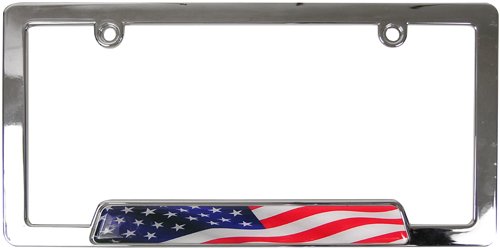 Custom Accessories 92830 Chrome USA Flag License Plate Frame