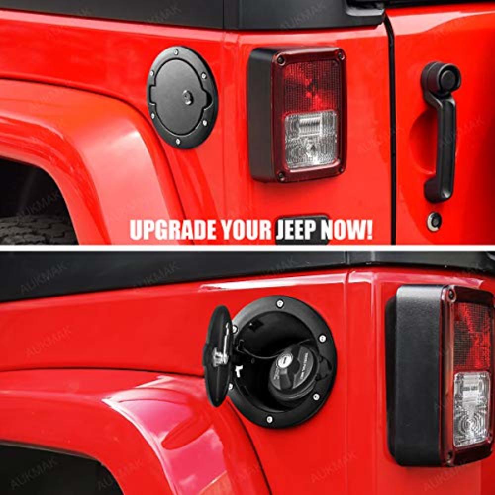 Aukmak Fuel Filler Door Locking Gas Tank Cap Cover for Jeep Wrangler  Accessories 2007-2018 JK