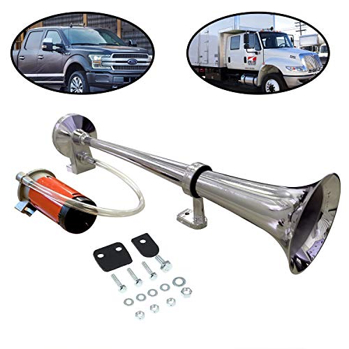Lebogner 12V Single Trumpet Air Horn, For Truck, SUV, Car, Boat, Or Train With A Super Loud Powerful 150DB Compressor, Includes 